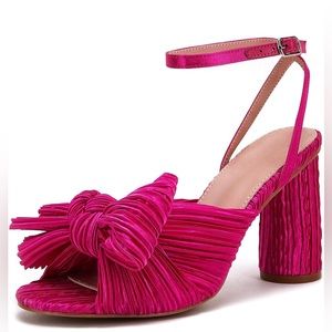 VETASTE Bow Knot Heeled Sandals Open Toe Ankle Strap Chunky Heels